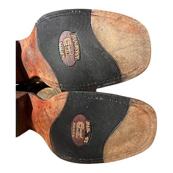 Dan Post Star Inlay Cowboy Boot Square Toe Side Zip Women size 7.5 - Picture 9 of 10